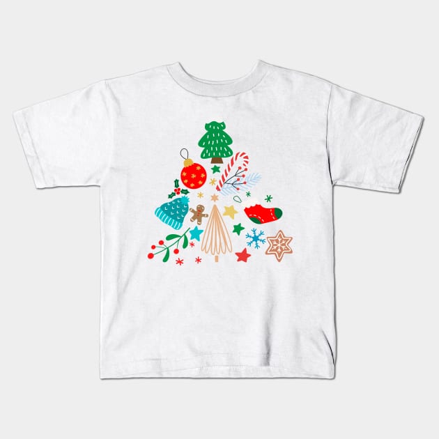 Christmas Doodles Kids T-Shirt by Milibella